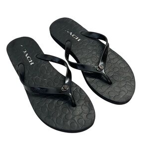 Coach Black Women's Pool Slides Flip Flops Flat Sandals 7 8